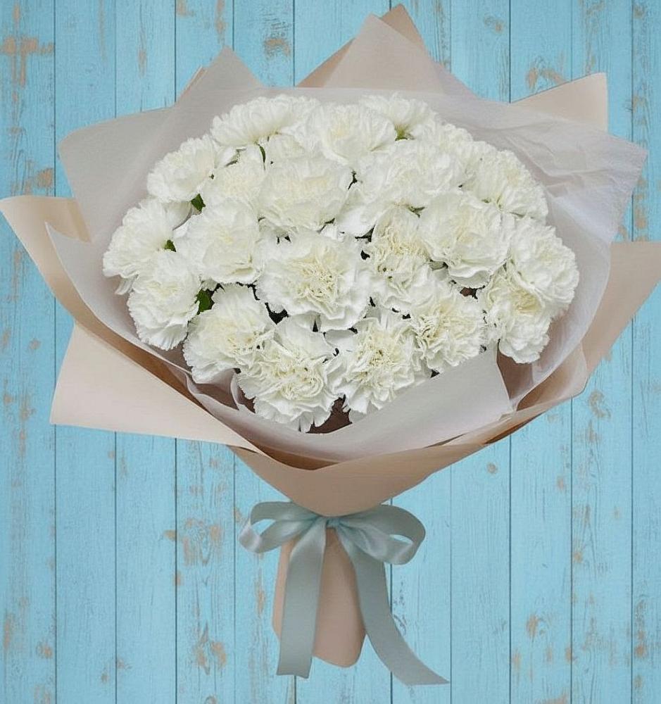 Букет Хрустальное утро в Соль-Илецке Букет цветов из: Гвоздики в Соль-Илецке