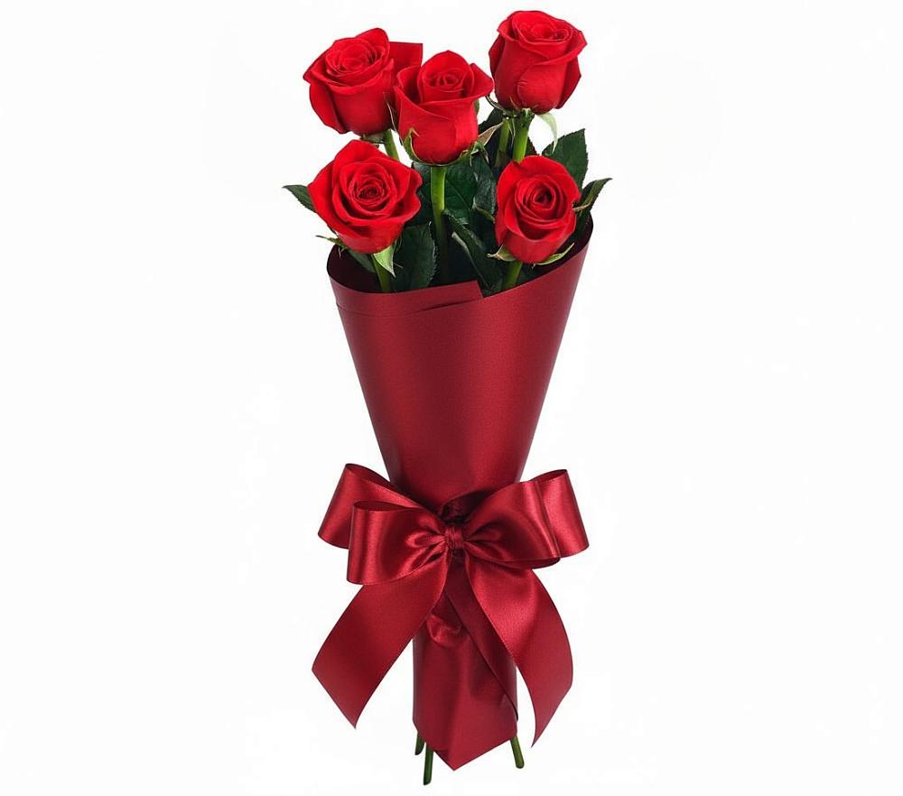 5 Красных роз Эдлесс Лав в Соль-Илецке Букет 5 Красных роз Эдлесс Лав в Соль-Илецке