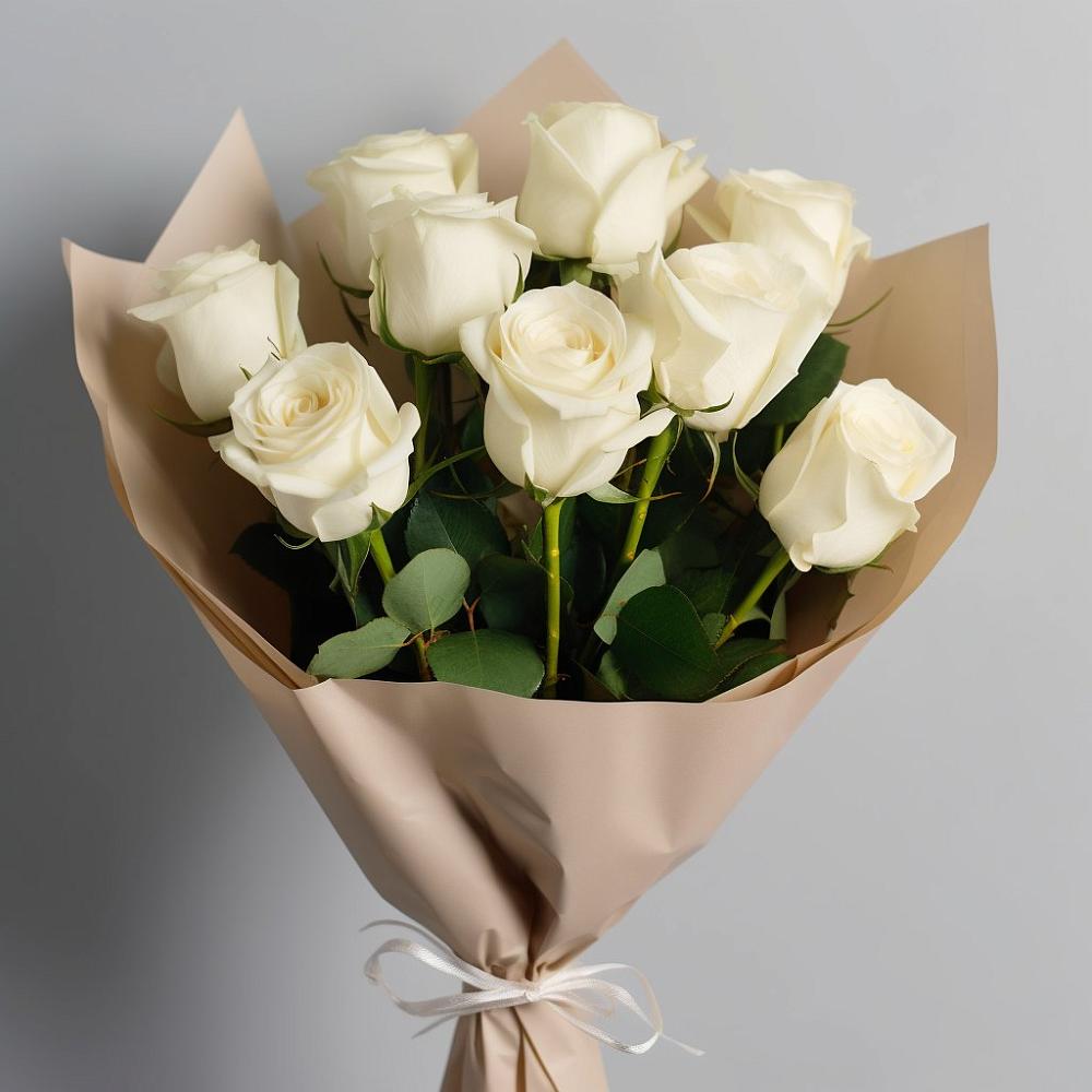 9 Белых роз Эдлесс Лав в Соль-Илецке Букет 9 Белых роз Эдлесс Лав в Соль-Илецке