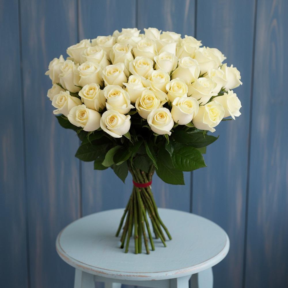 Букет 51 Белая роза Эдлесс Лав в Соль-Илецке