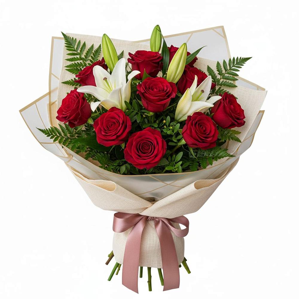 Букет высокая поэзия в Соль-Илецке Букет цветов из: Лилии и Розы в Соль-Илецке