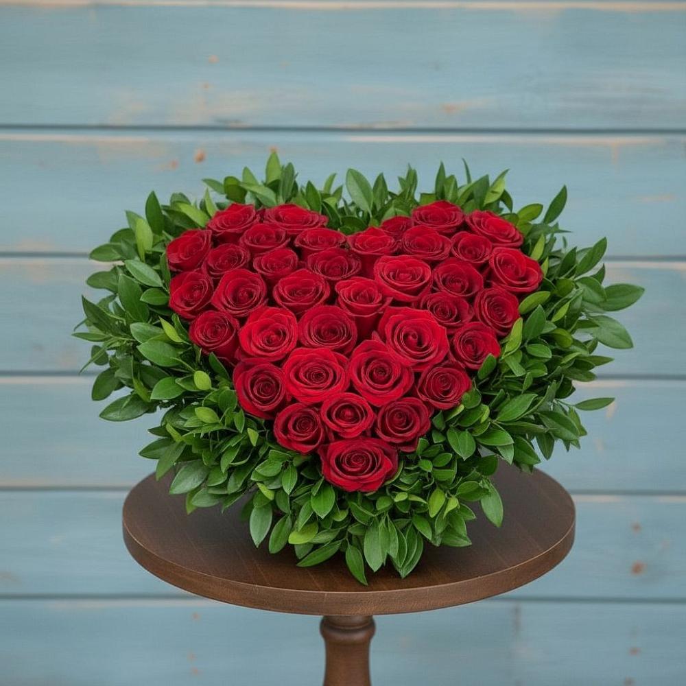 Цветочная композиция из Розы в виде сердца в Соль-Илецке