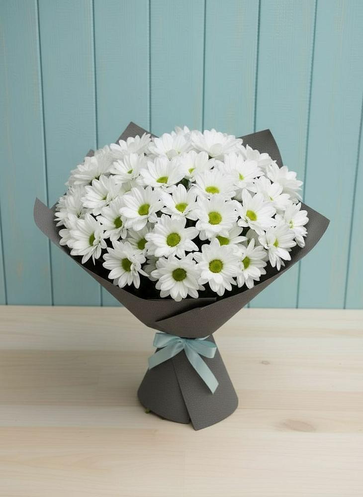 Букет белые хризантемы в Соль-Илецке Букет цветов из: Хризантемы в Соль-Илецке