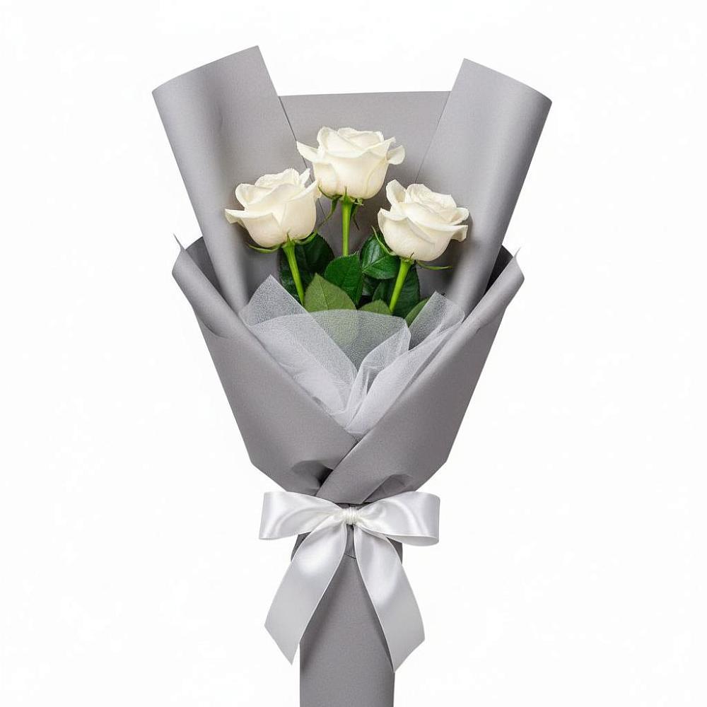 Букет 3 белые розы в Соль-Илецке