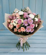 Букет цветов из:  Хризантемы, Розы и Альстромерии в Соль-Илецке