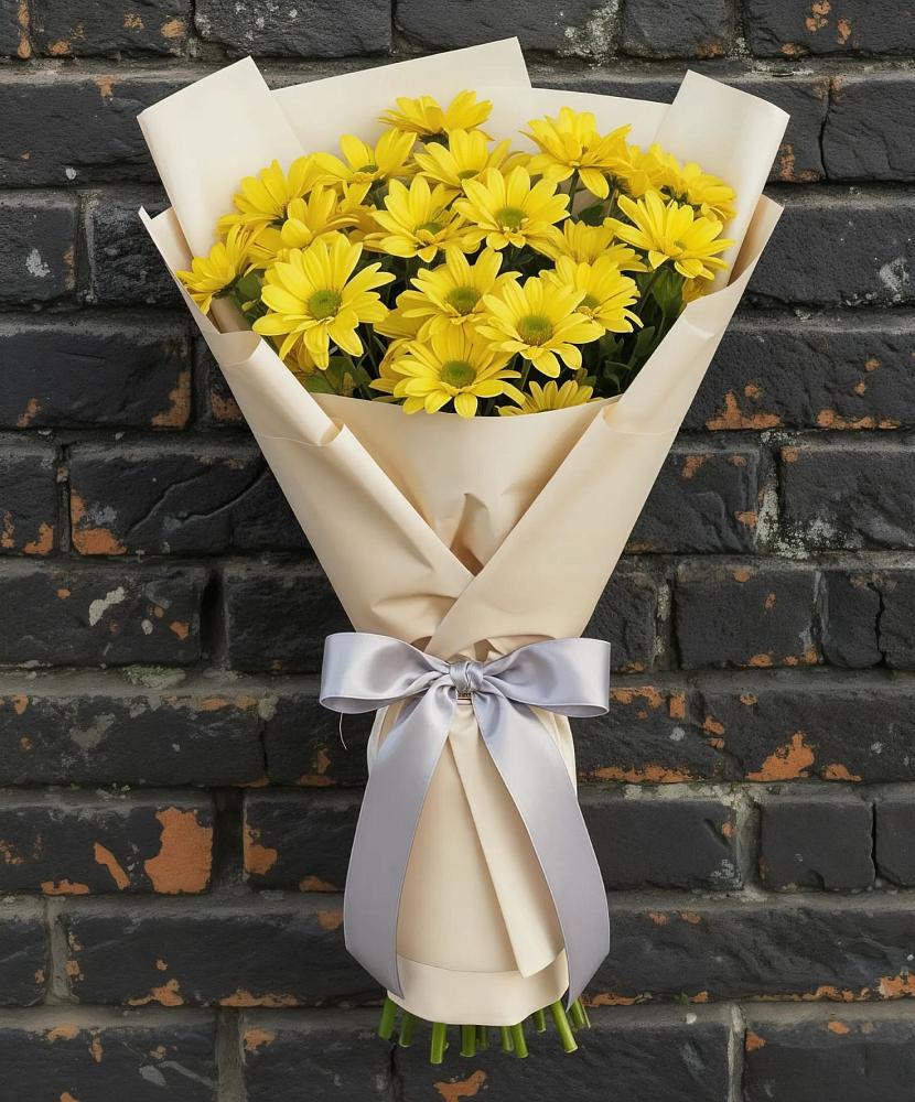 Букет Желтое настроение в Соль-Илецке Букет цветов из: Хризантемы в Соль-Илецке
